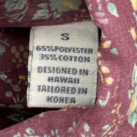 Reyn Spooner Shirt Mens Small Red Floral Hawaiian Popover Button Down Aloha - Picture 6 of 9